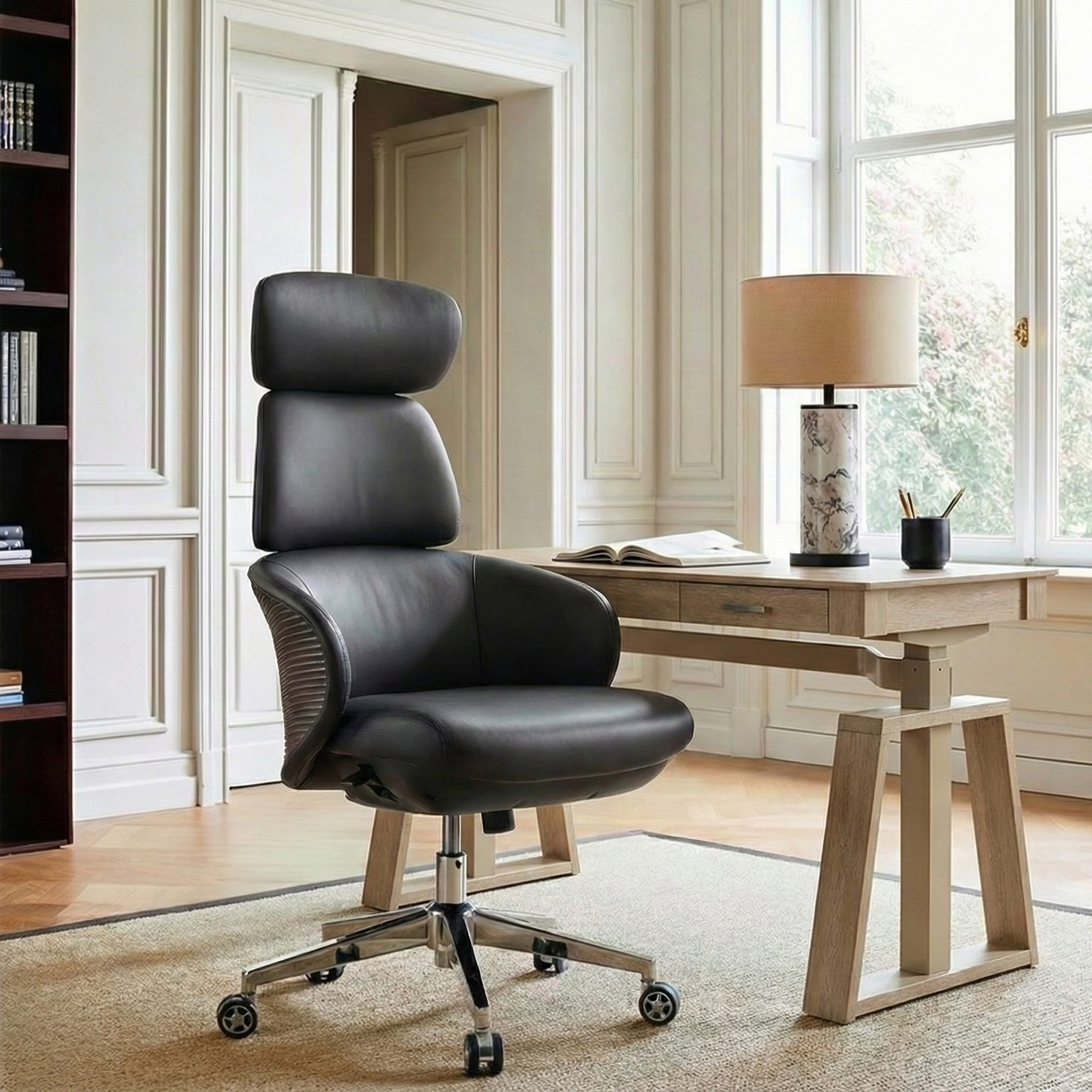 Microfiber Leather Executive Office Chair - Modern Lines Home Office