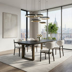 Round Marble-Top Dining Table, White and Gold