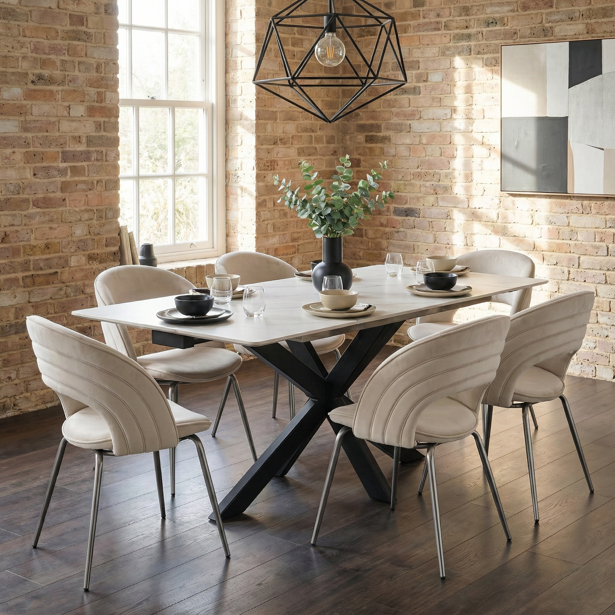 Velvet Dining Chair, Set of 1, Off-White