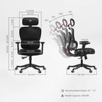 High-Back Mesh Office and Gaming Chair, Black