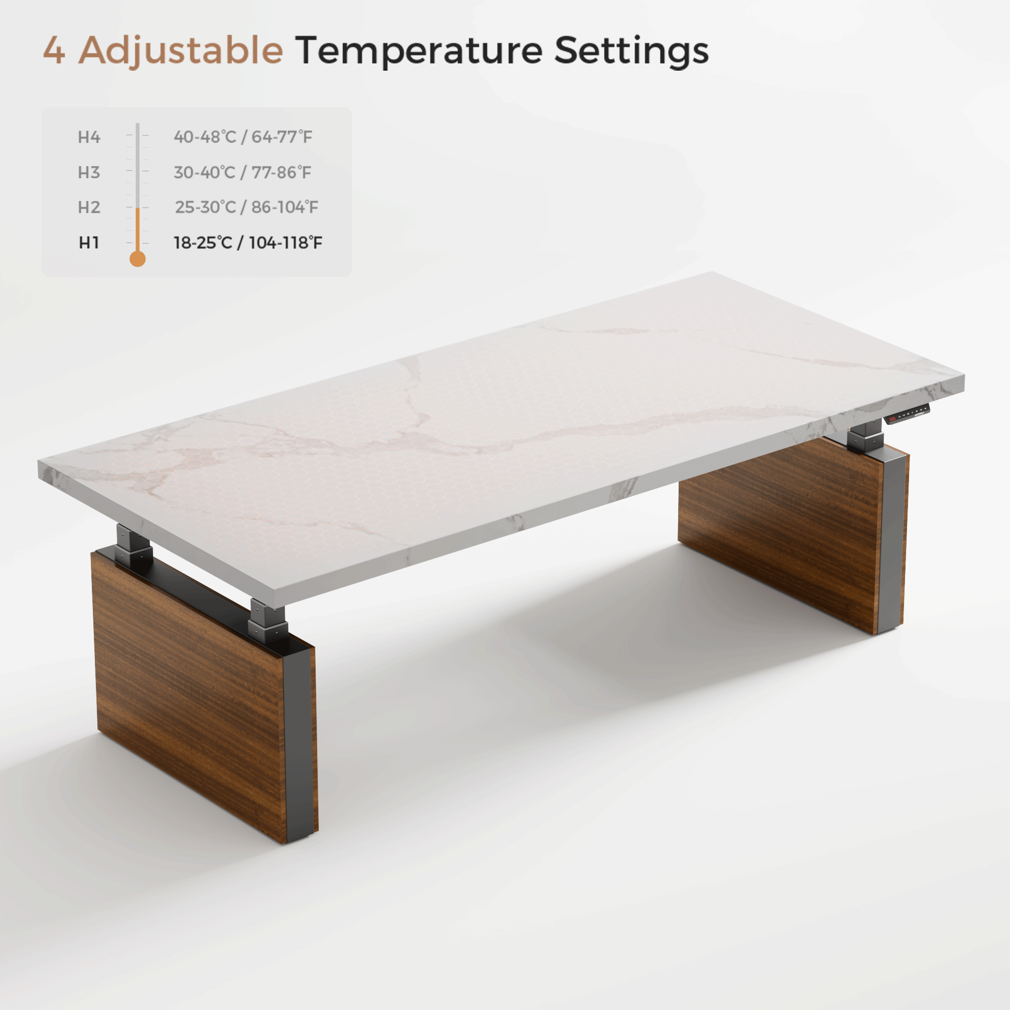 Electric Height-Adjustable Standing Desk, Premium, White