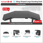 Wing-Shaped Standing Desk (72x23)
