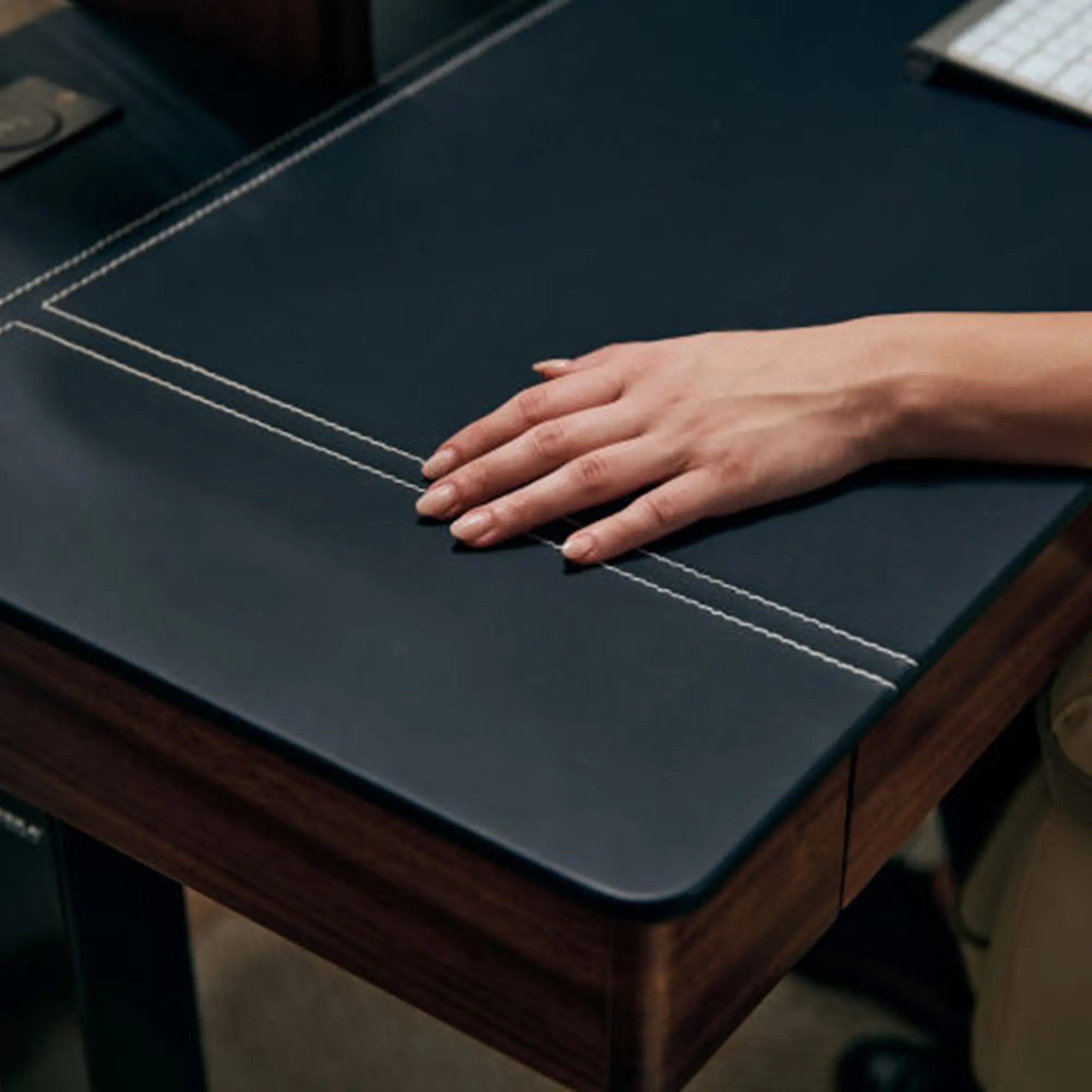 Faux Saddle Leather Adjustable Standing Desk (55x23)